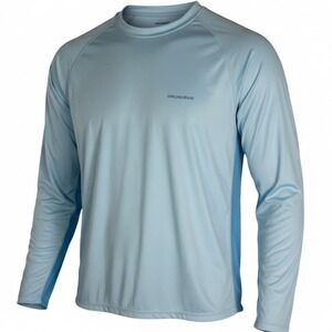 GRUNDENS Mens Long Sleeve Sun Shirt UPF Protection Light Blue XXL
